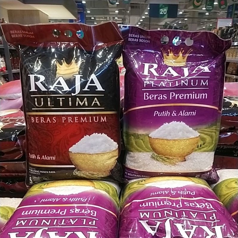 

beras premium raja platinum dan raja ultima premium 5 kilo