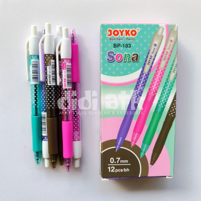 

Pulpen Joyko Sona BP-183 Warna Hitam 0.7mm 1 Pak Isi 12 Pcs