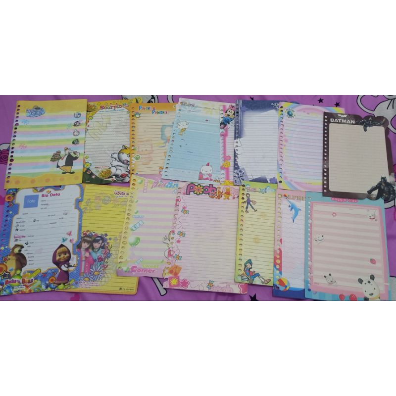 

(HARGA PER PCS) ISI BINDER A5 LOSE LEAF / HARVEST / ADINATA / KIKY / JOYKO / ZODIAC / HOBAKCI / BIODATA / PRETTY WHITE / MINMIE / MICKIE MOUSE
