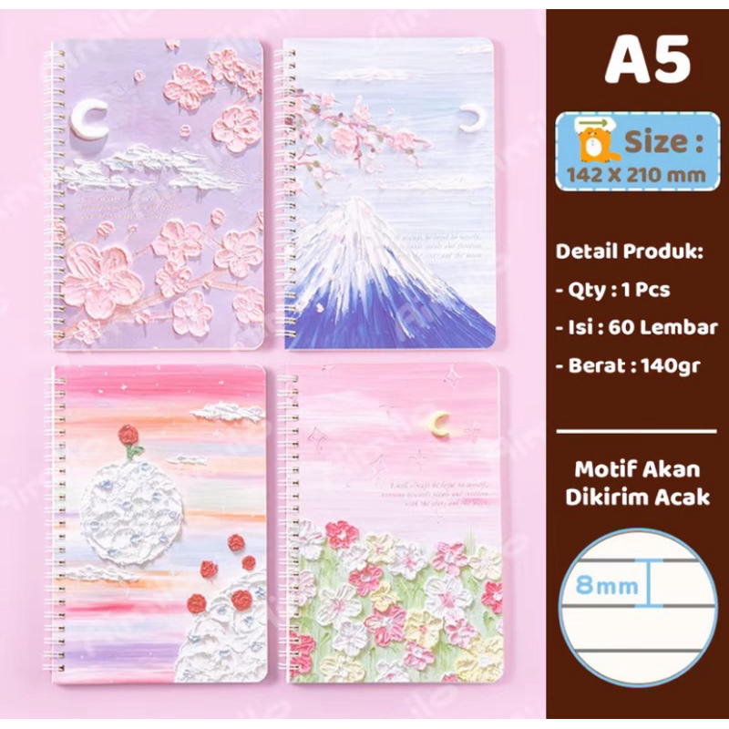 

Notebook Aesthetic buku catetan buku tulis buku cerita isi 60 lembar yang sangat menarik dan lucu gemas sekaligus pulpen gel 4 warna yang sangat menarik