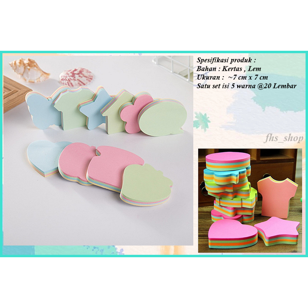 

100 Lembar Sticky Notes 5 Warna Memo Tempel Sticky Notes Polos Sticky Notes Tumpuk Shape Sticky Note
