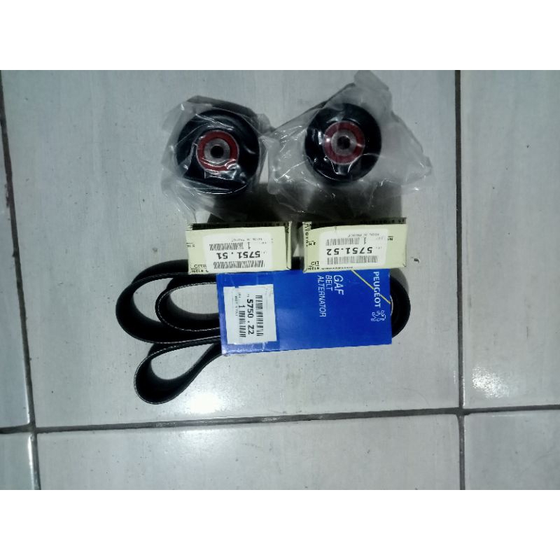 satu set roller tensioner fanbelt Peugeot 206 dan fanbelt Peugeot 206
