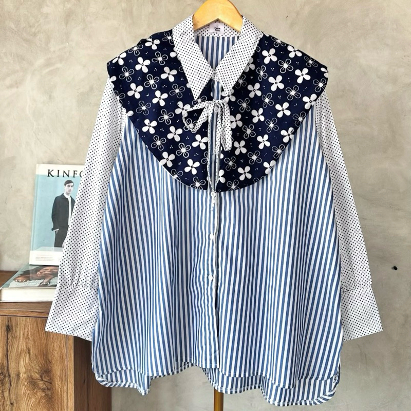 kamasera diani top batik kawung biru all size