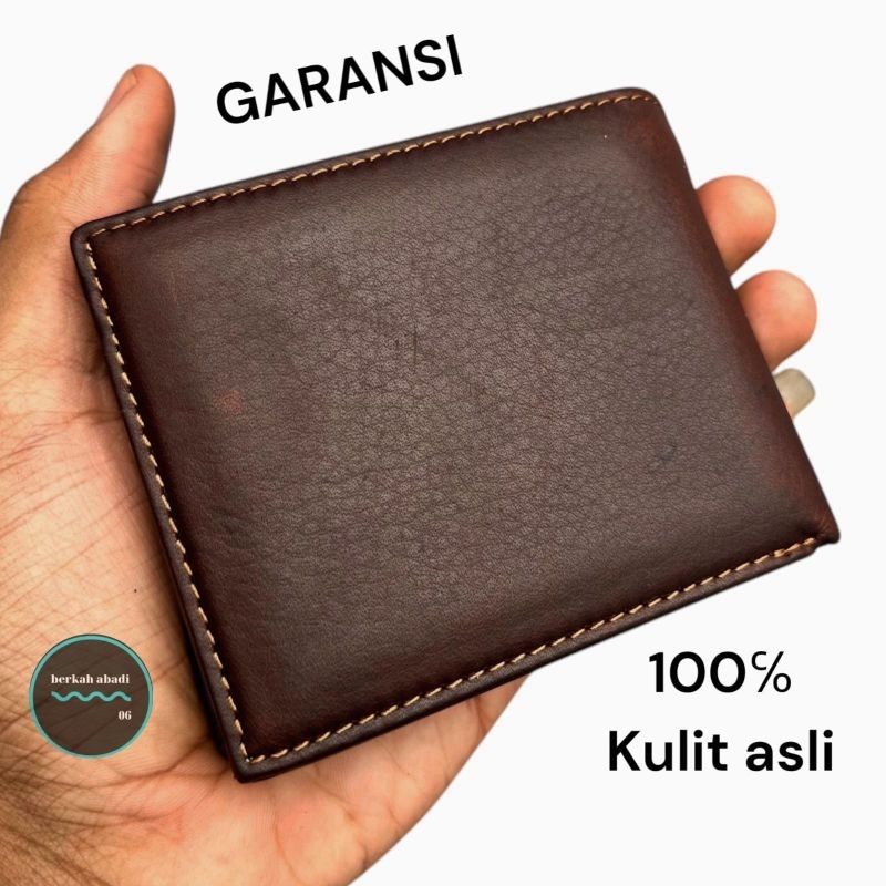 Dompet pria kulit domba asli, dompet kulit polos no brand