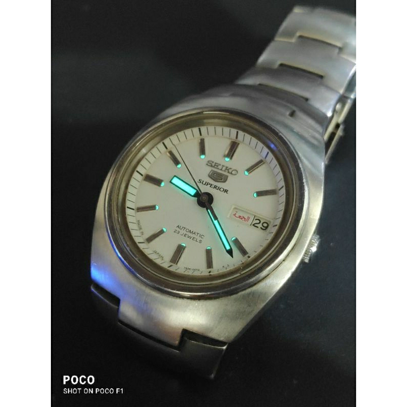SEIKO 5 SUPERIOR 23J JDM REF. 7S36-00N0 WHITE DIAL TEXTURE