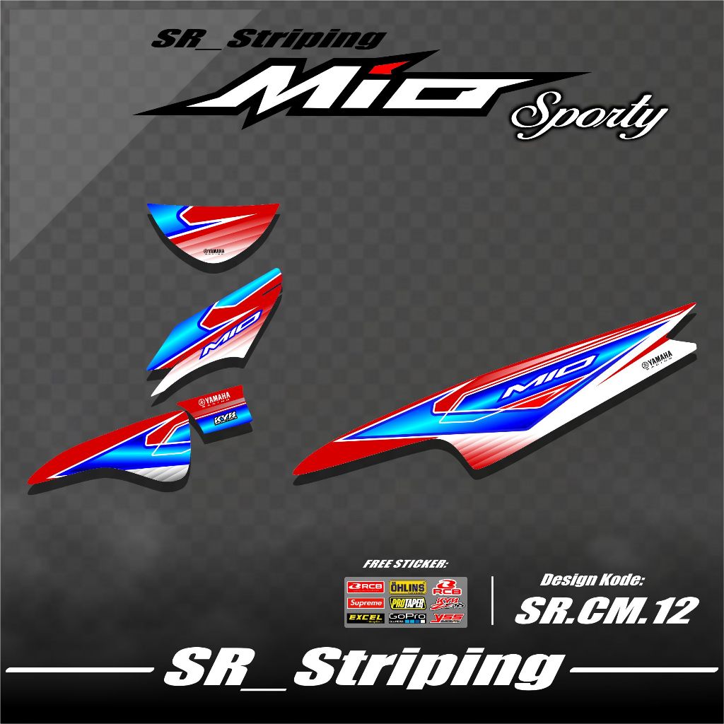 Striping Mio Sporty / Stiker Mio Sporty / Variasi Mio Sporty Anti Luntur SR.12