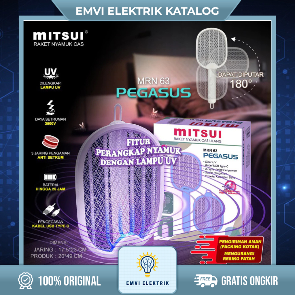 Raket Nyamuk / Mosquito Listrik Rechargable MITSUI