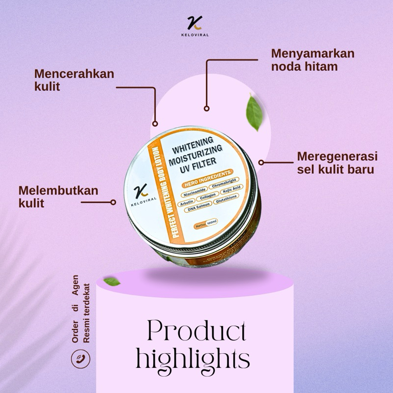 BODY LOTION WHITENING KELOVIRAL BPOM I PERFECT WHITENING BODY LOTION | HB WHITENING