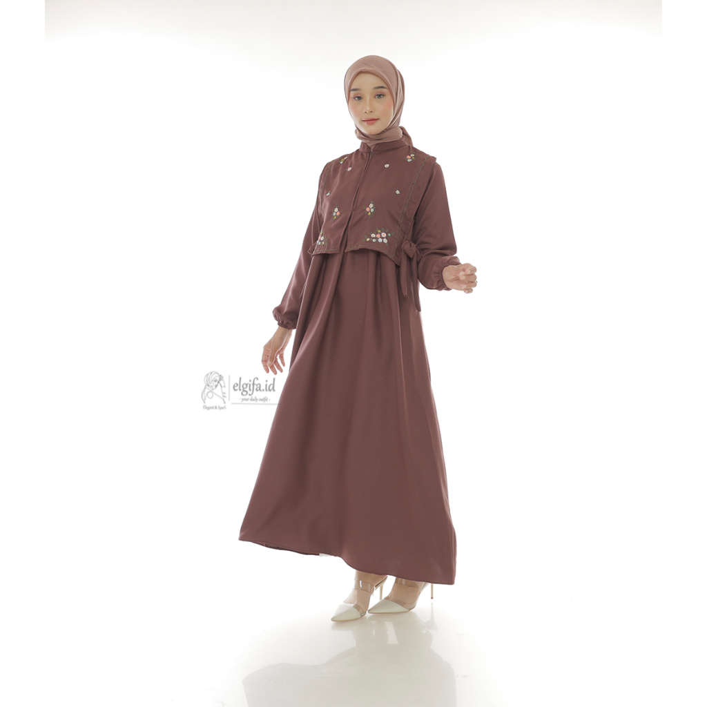 Elgifa id - Naira maxi dress gamis muslim bordir premium terbaru Shakila