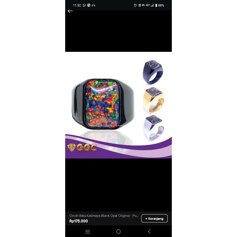 Cincin Batu Kalimaya Black Opal Original