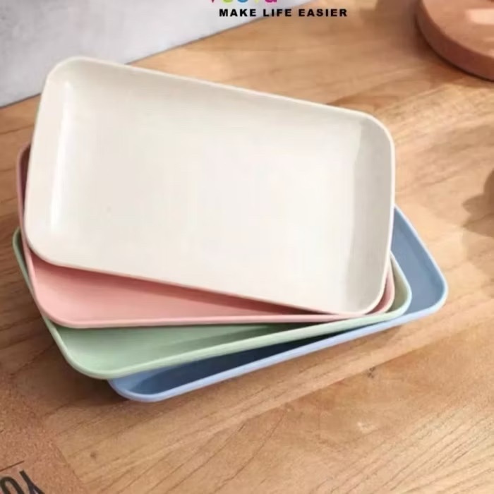 Piring Saji Persegi Panjang Jerami Wadah Tempat Makanan Lauk Kue Prasmanan