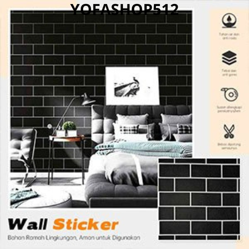 Wallpaper Dinding 45 CM X 8 M PREMIUM Kamar Tidur Motif Batu Bata Walpaper Dinding Bata merah Walpep