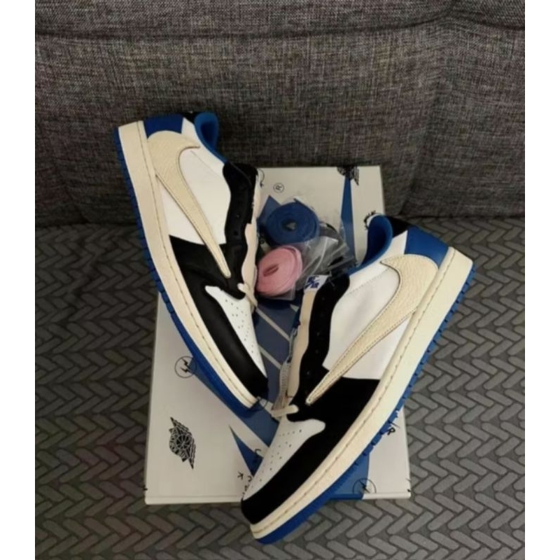 Nike Air Jordan 1 Low x Travis Scott x Fragment Blue White Black Authentic