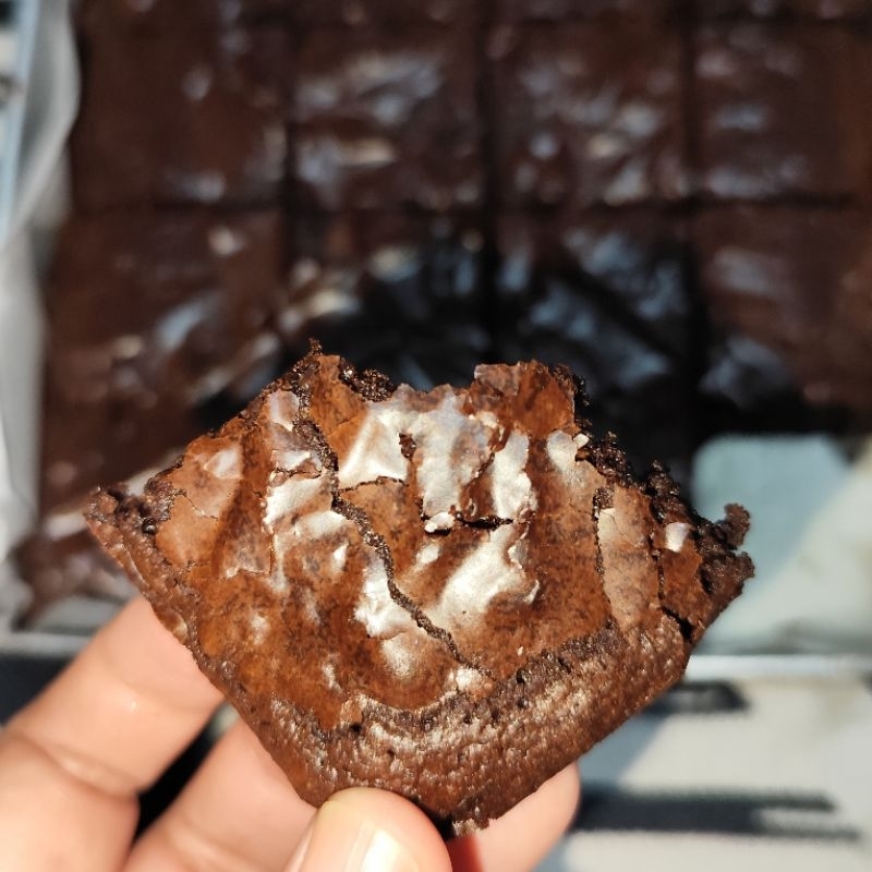 

Fudgy Brownies Shiny Crust Brownis panggang