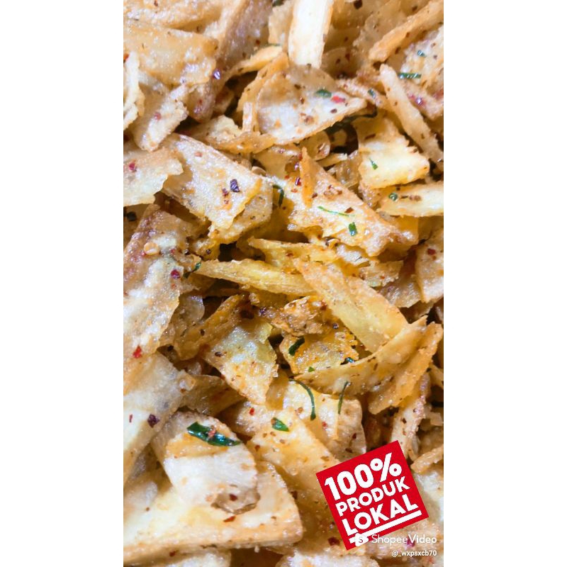 

krecek singkong pedas gurih daun jeruk