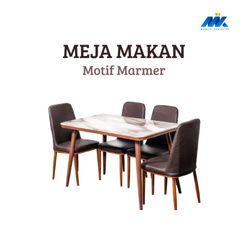 Meja Makan Importa / Meja Makan DS Matto Marmer / Set Meja Makan Kaca 4 Kursi Free Ongkir Majalengka