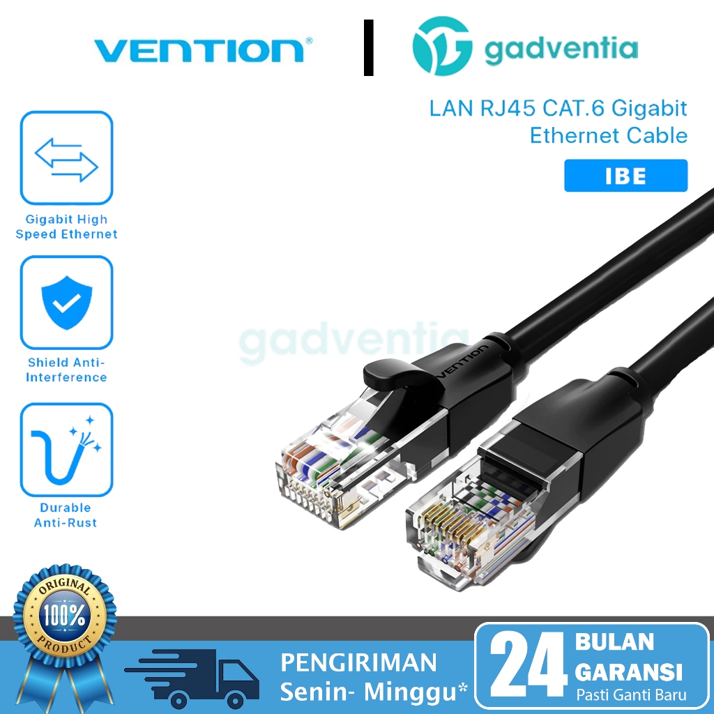 Vention Kabel Lan Modem Internet Wifi Laptop Komputer RJ45 Cat6 Cat.6 Gigabit UTP Ukuran Panjang 35M