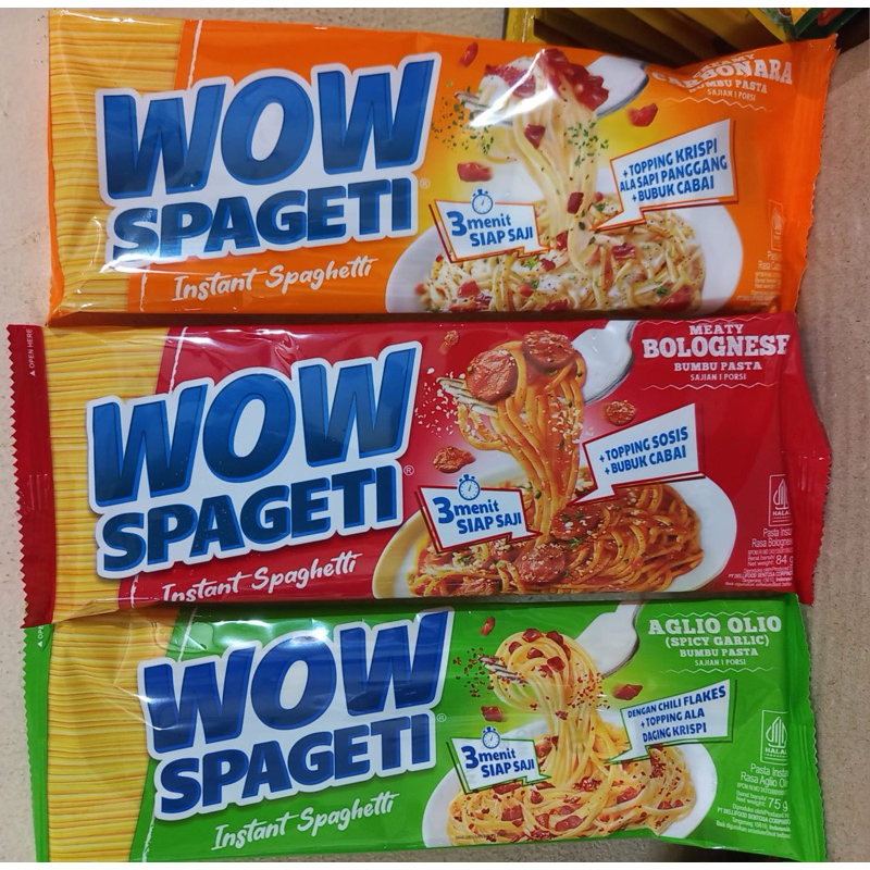 

wow spageti (5pcs) carbonara,bolognese,dan aglio olio