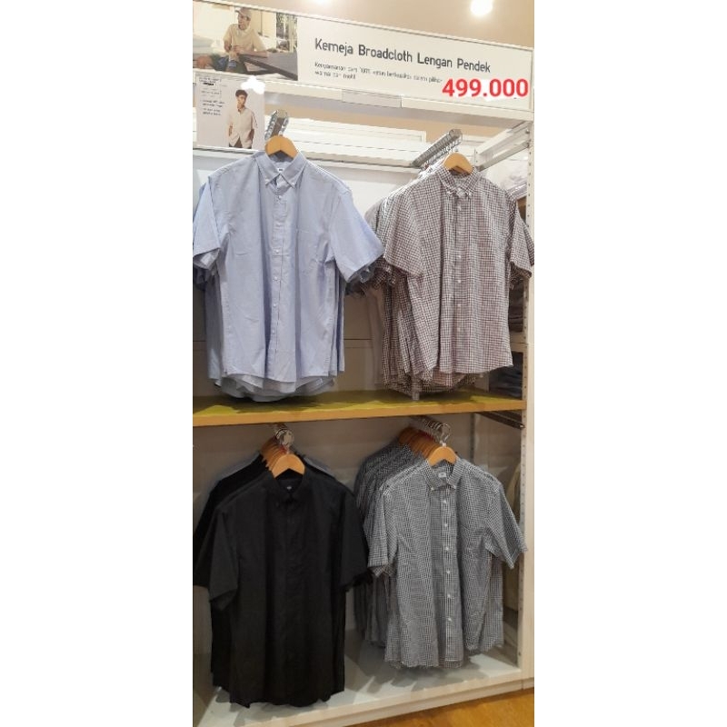 kemeja broadcloth lengan pendek pria/ kemeja pria lengan pendek/ kemeja pria lengan pendek uniqlo