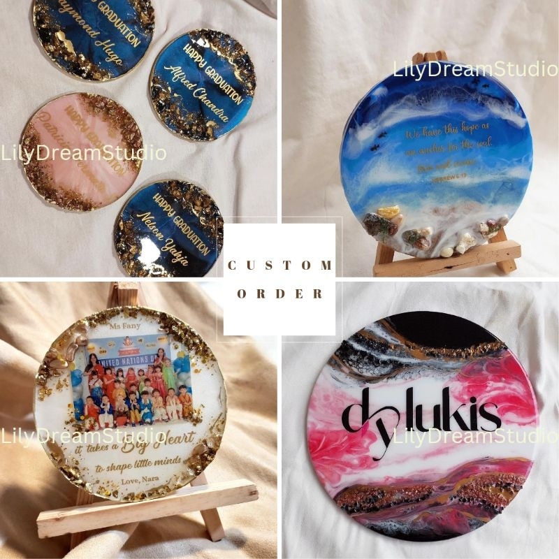 Coaster Gift Resin Art With Standing Kado Resin Art