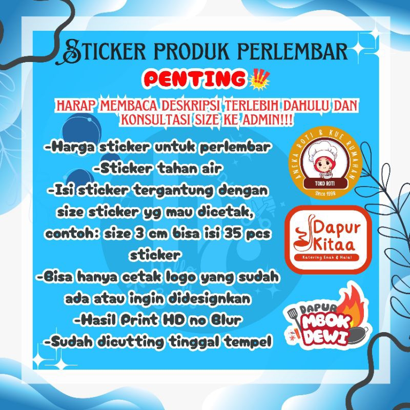 

Sticker logo/Sticker logo perlembar/Sticker tahan air/Sticker logo murah/sticker logo produk