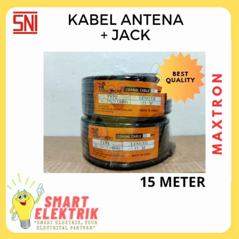 MAXTRON - Kabel Antena TV 5c + Colokan / Kabel Antena Jadi Plus Jek 15m