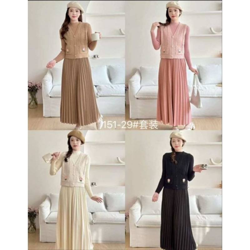 SALE%Gamis Long Dress Rajut vest Rajut Premium