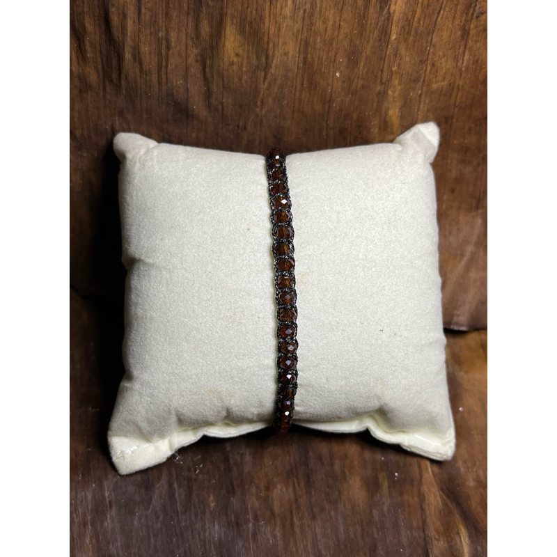 Gelang Macrame Coklat Hitam | Gelang Kristal | Gelang manik