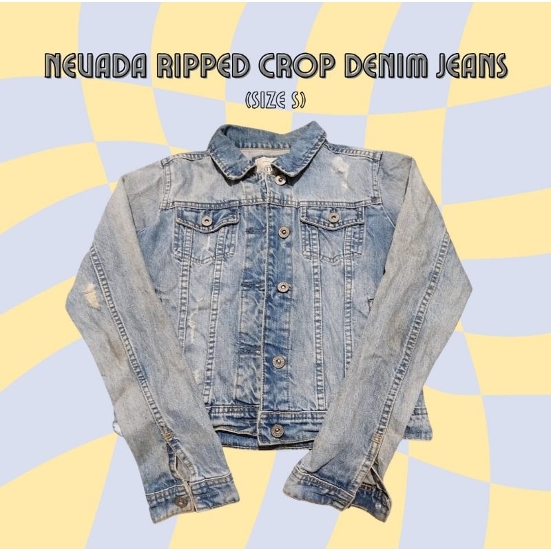 PRELOVED Jaket Denim Nevada Ripped Crop Denim Jeans