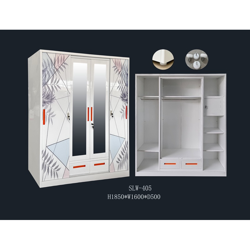 Promo Lemari Pakaian Plat Besi 4 Pintu Slide + Swing