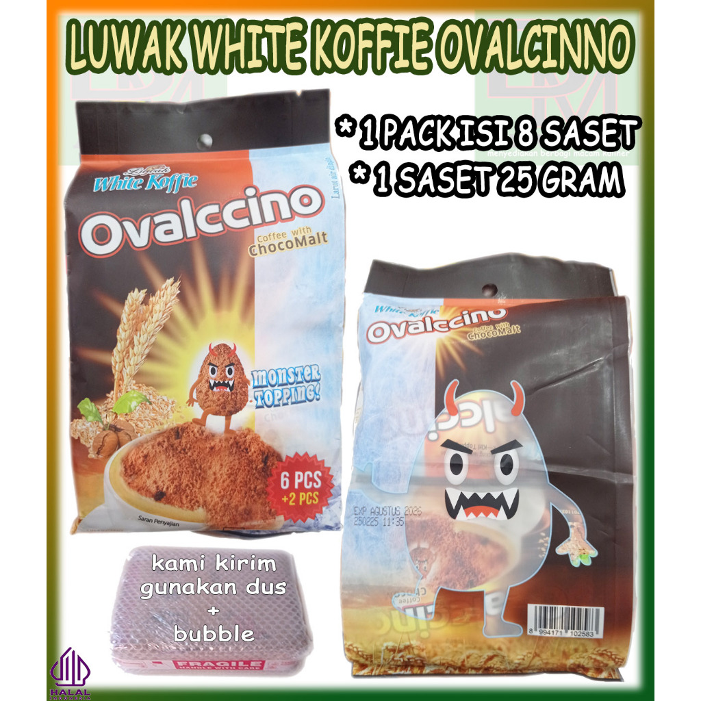 

Kopi Luwak White Koffie Ovalcinno Kemasan 1 Pack Isi 8 Saset