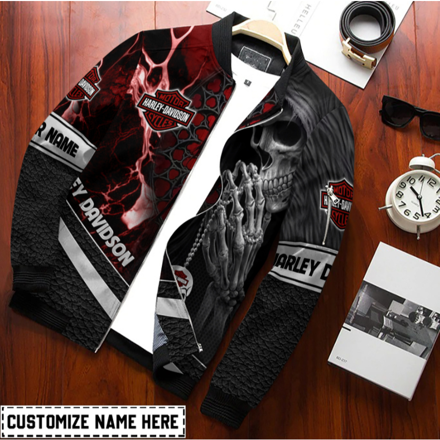 Jaket Bomber Pria High Quality Motif Harley Davidson Full Printing Bisa Custom art010