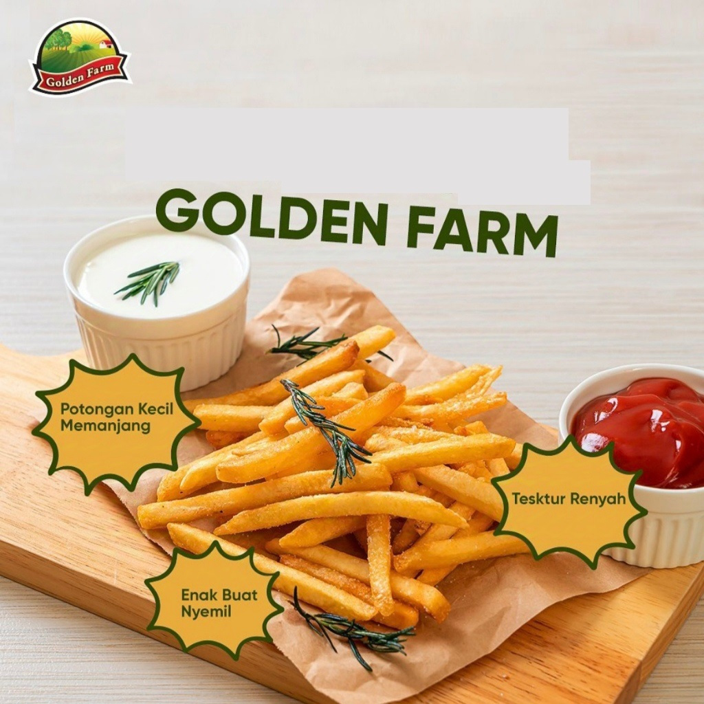 

Golden Farm Kentang Goreng Straight Cut french fries Shoestring Crinkle Cut French Fries golden farm french fries