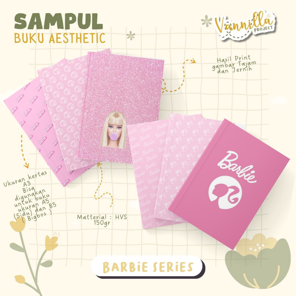 

8 Lembar Sampul Buku Aesthetic A5 & B5 Barbie Series Vannilla Project