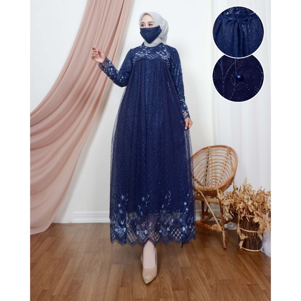 Gamis brukat tile / Gamis kondangan / Gamis Tile / Gamis Pesta / Gamis Brukat Tile Mutiara Brukat