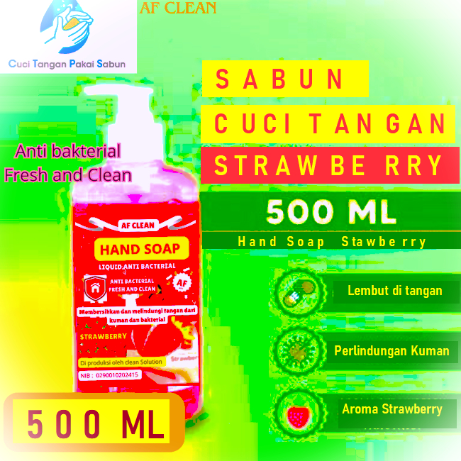 Sabun Cuci Tangan Botol Pump Strawberry  Sabun Cuci Tangan pump 500ml