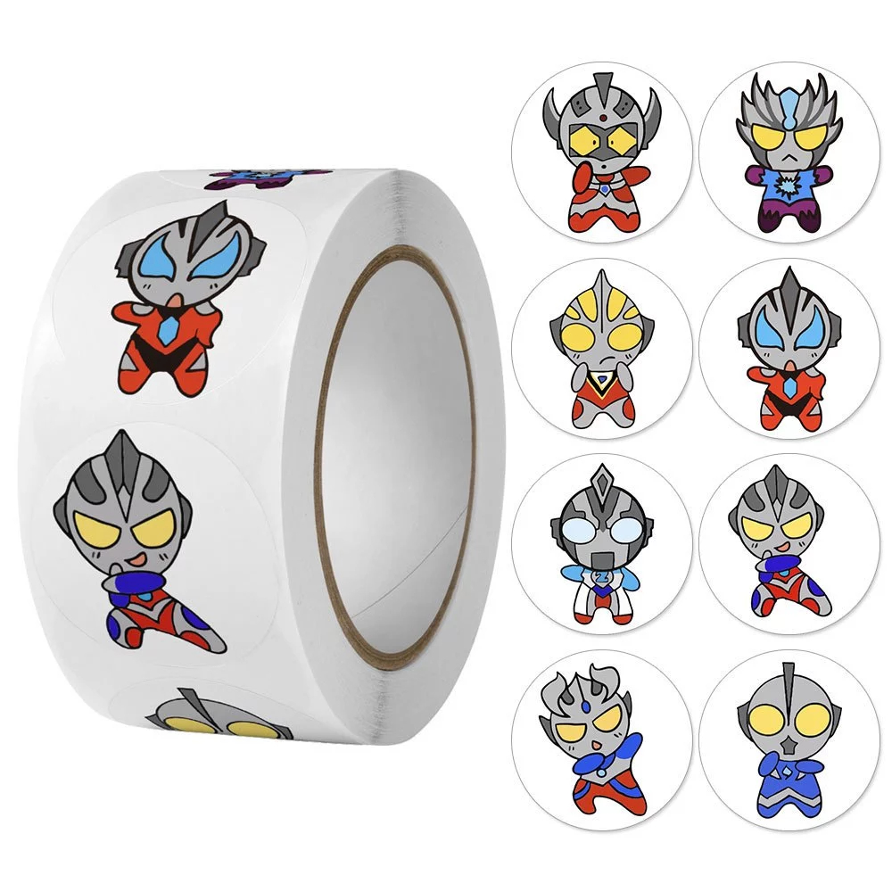 

HIASCAKE 500 PCS (1 Roll) Stiker Ultraman Lucu / Sticker Souvenir & Kemasan