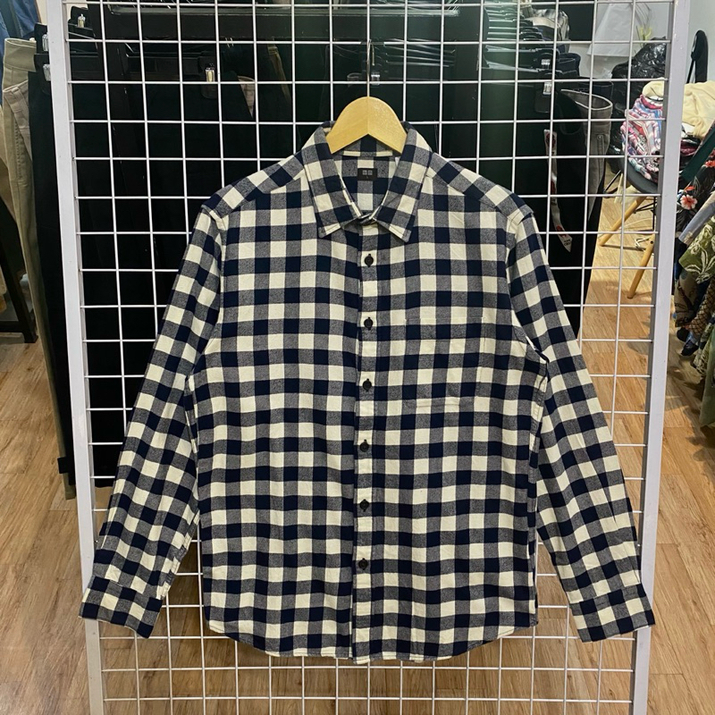 Uniqlo Plaid blue White Flannel Shirt