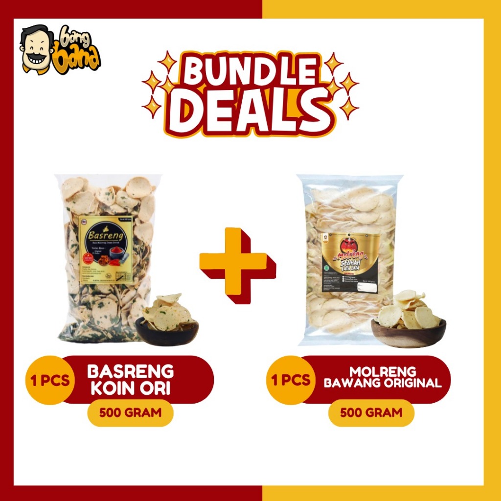 

Paket Bundling Basreng Koin Pipih Original Daun Jeruk Molreng Seuhahlatalata Bawang Original Kemasan 500 Gram