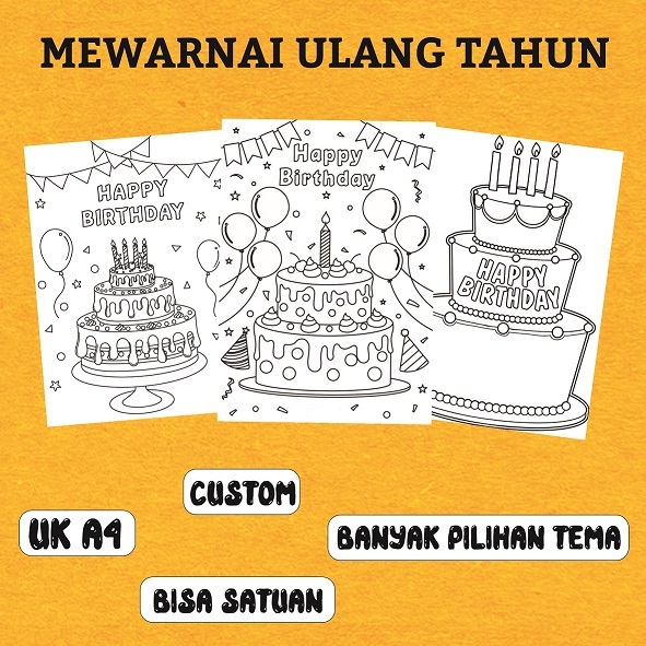 

KERTAS MEWARNAI / MEWARNAI ULANGTAHUN / KERTAS MEWARNAI ANAK PAUD TK SD / COLORING / KERTAS GAMBAR A4