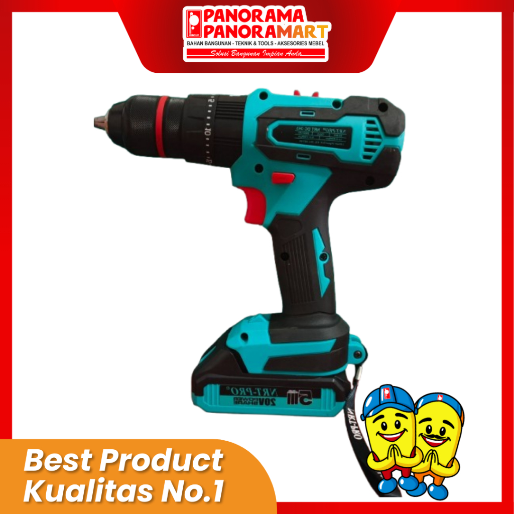 MESIN BOR CAS NRT PRO 343 HD / BOR BATTERY / BOR CORDLESS 13MM DC 343 + SET HD NRT-PRO