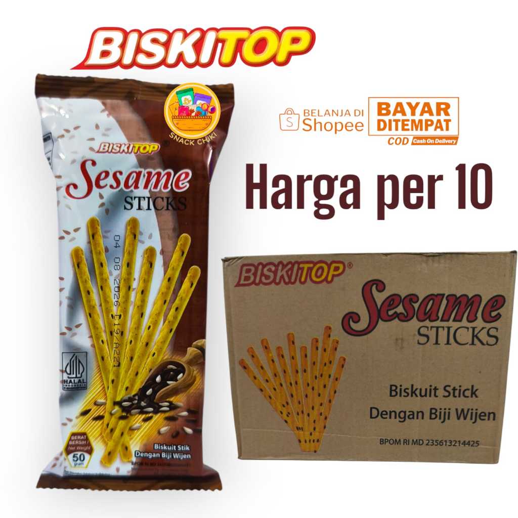 

BISKITOOP BISKUIT STICK DENGAN BIJI WIJEN HARGA PER 10 PCS