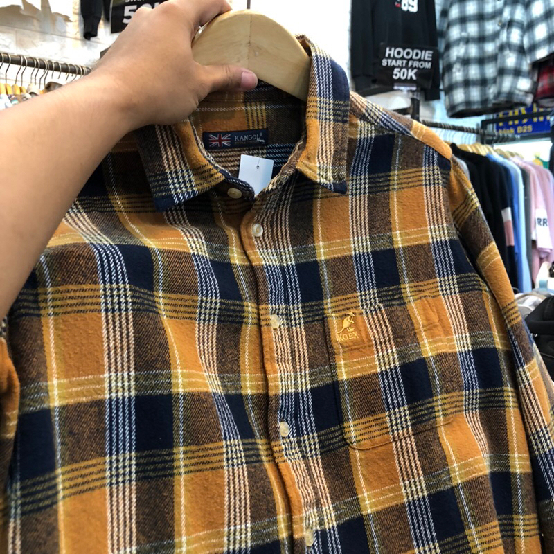 Outer Veterano Flannel KANGOL Second Size L,Flanel veterano orange second flanel oren biru second fl