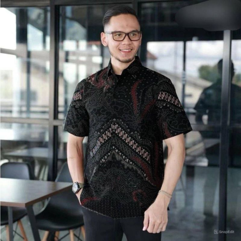 NEW DEALS batik pria lengan pendek batik pria lengan pendek premium batik pria lengan pendek slimfit