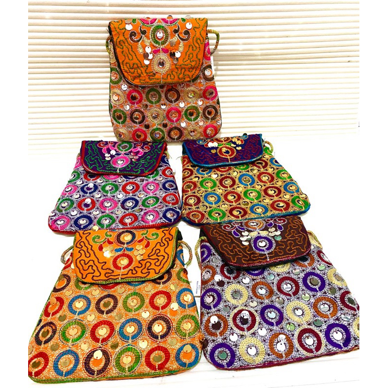 tas selempan bahu original pakistan oleh2 haji ukuran 20x19 cm 12 pcs random