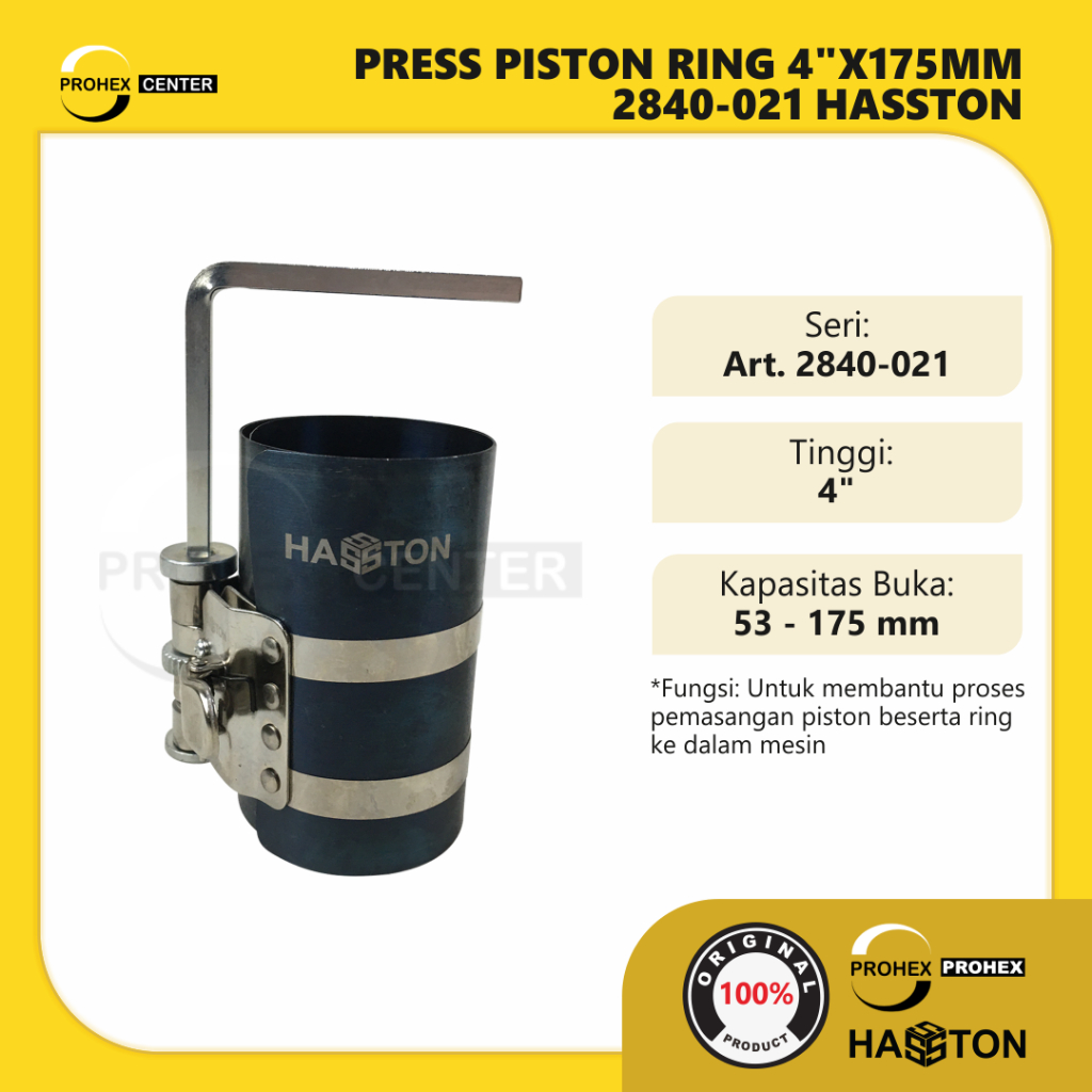 HASSTON Piston Ring Compressor Kompresor 4inchi Kunci Piston 53-175mm 2840-021