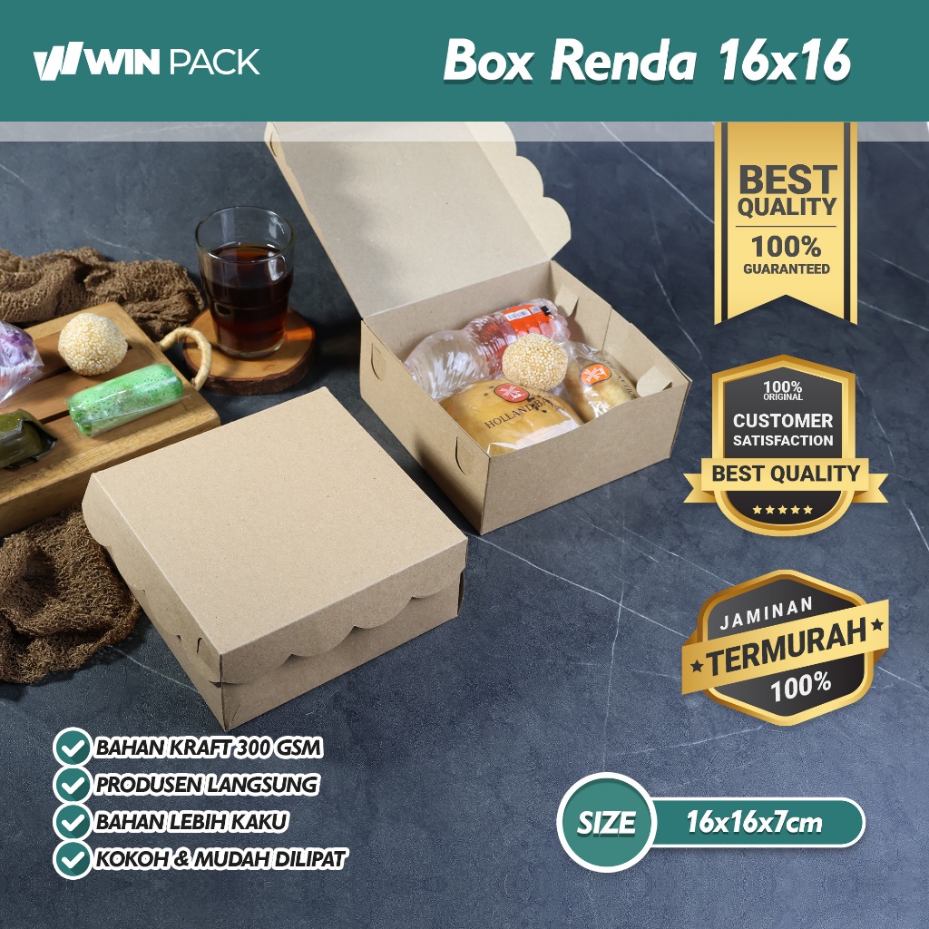 Isi 50 Pcs Snack Box 16x16 cm / Kotak Kue / Dus Roti / Dus Kue 16x16 cm / / Kotak Kue / Polos