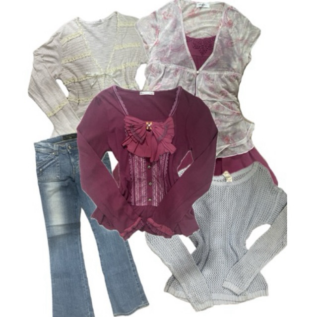 Vintage top axes femme bootcut jeans cardi babydoll top