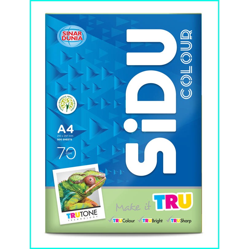(1 RIM WARNA HIJAU) Kertas HVS Sinar Dunia A4 70 Gsm Warna / Kertas SIDU A4 Warna 70 Gram