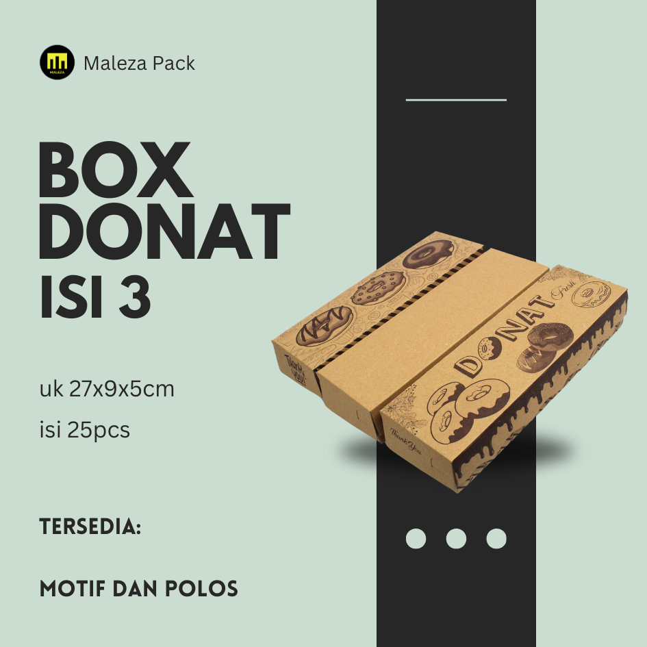 

Box Donat Isi 3/ Kemasan Donat Isi 3/ Dus Donat Isi 3 Uk.27x9x5cm